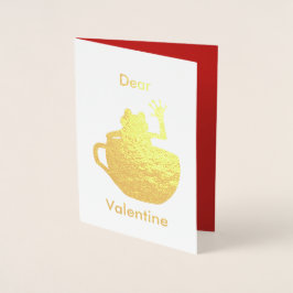 Valentine Kiss Me, jag är prins Frog i Tekopp Folierat Kort