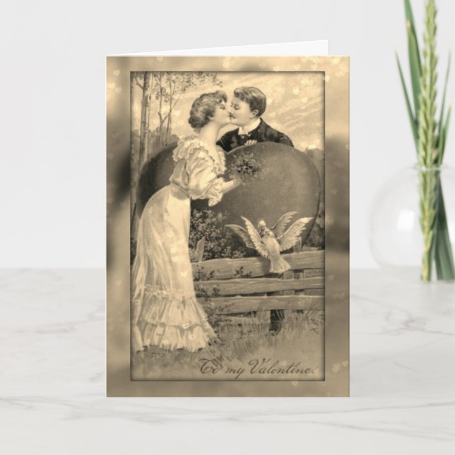 Valentine Kiss - Vintage Valentine Card Helgkort (Framsida)