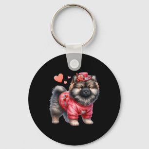 Valentine Kläder Hjärtan Pomeranian Hund Mode Pu Nyckelring