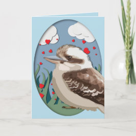 Valentine Kookaburra Kärlek Australian Bird Hearts Helgkort