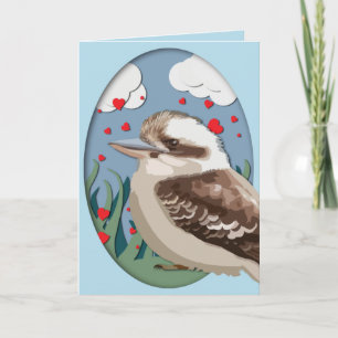 Valentine Kookaburra Kärlek Australian Bird Hearts Helgkort
