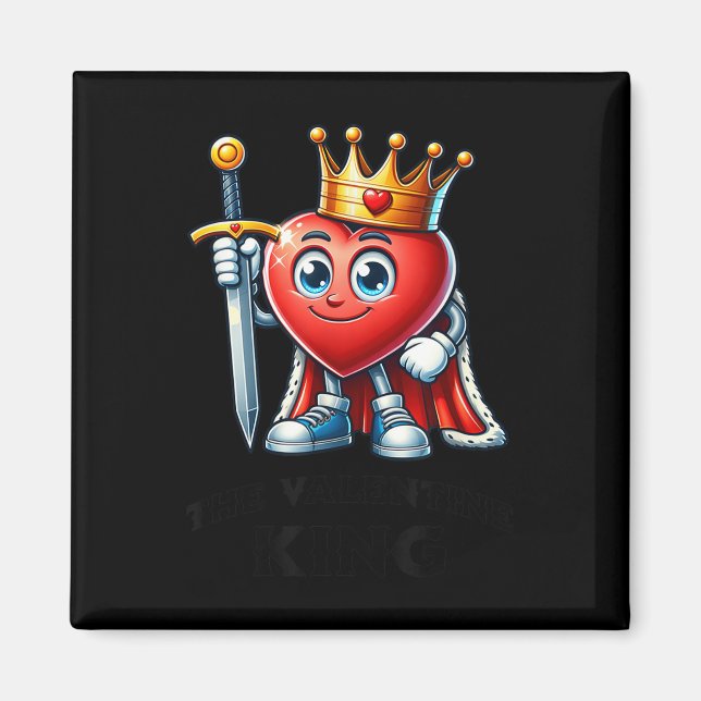 Valentine Kung Heart Funny Valentines day Cute Magnet (Framsidan)