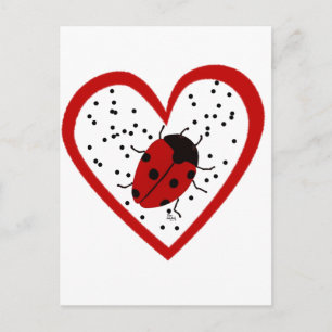 Valentine Ladybug Helg Vykort