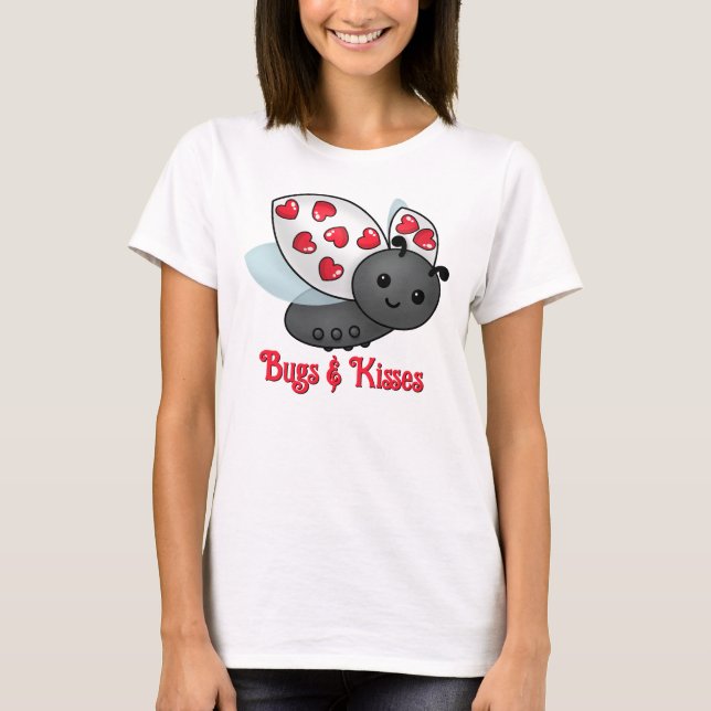 Valentine Ladybug Kryp & Kisses T Shirt (Framsida)