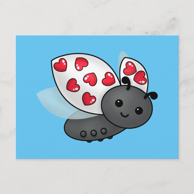 Valentine Ladybug Vykort (Framsida)