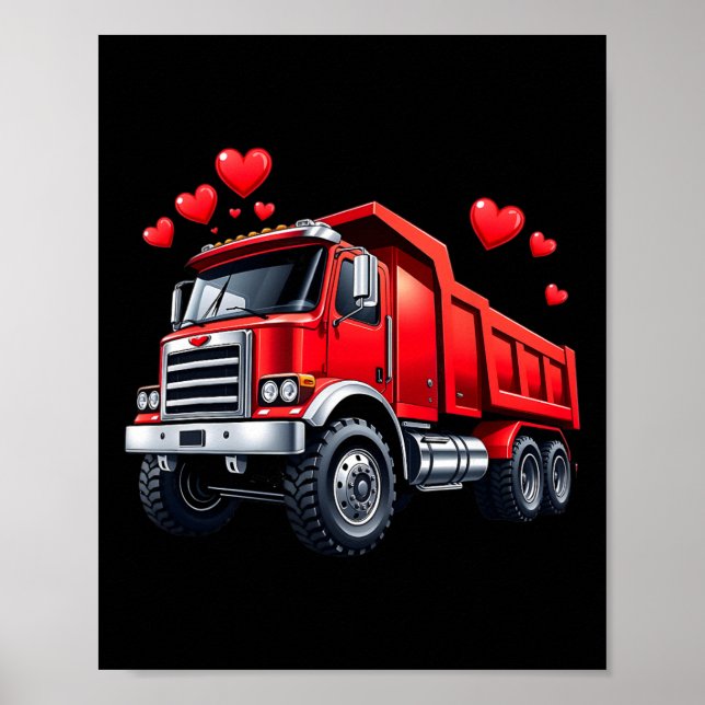 Valentine-lastbil, dumpa med hjärtan, byggkärlek poster (Framsidan)