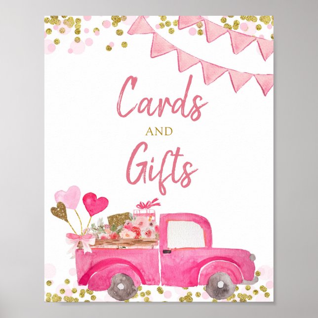 Valentine Lastbil, raring Cards och Gift-skylt Poster (Framsidan)
