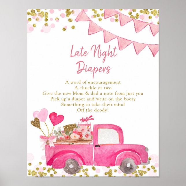 Valentine Lastbil, raring Late Night Diaper Poster (Framsidan)