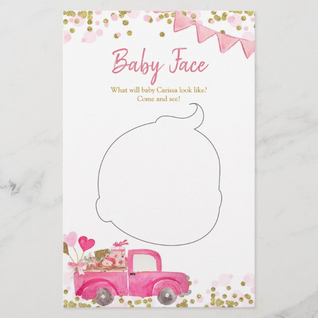 Valentine Lastbil, Sött Baby Ansikte-kort (Framsida)
