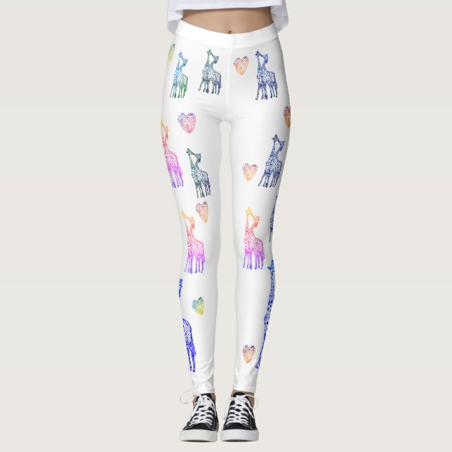 Valentine Leggings, Giraffes Kiss Leggings (Framsida)