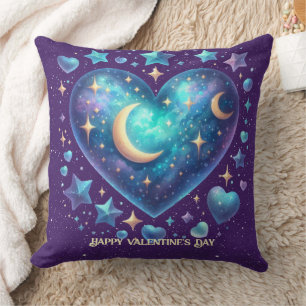 Valentine Lila Heart Stars Constellations Kudde
