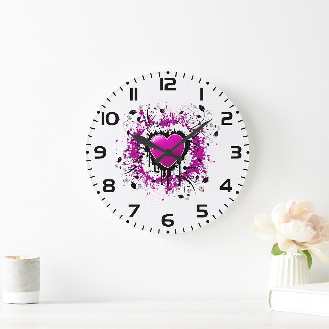 Valentine Lila Heart Stor Klocka (Skapare uppladdad)