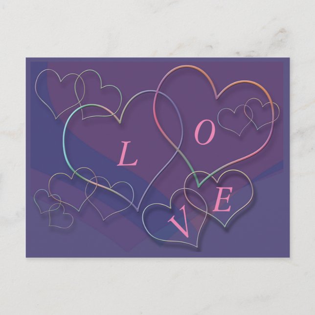 Valentine Linking Heart-konturer Kärlek vykort (Framsida)