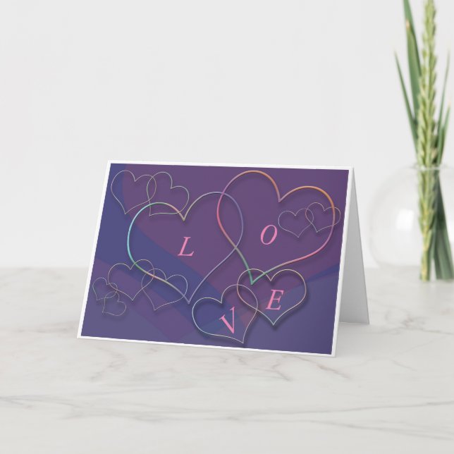 Valentine Linking Heart-konturer med Kärlek Card Helgkort (Framsida)