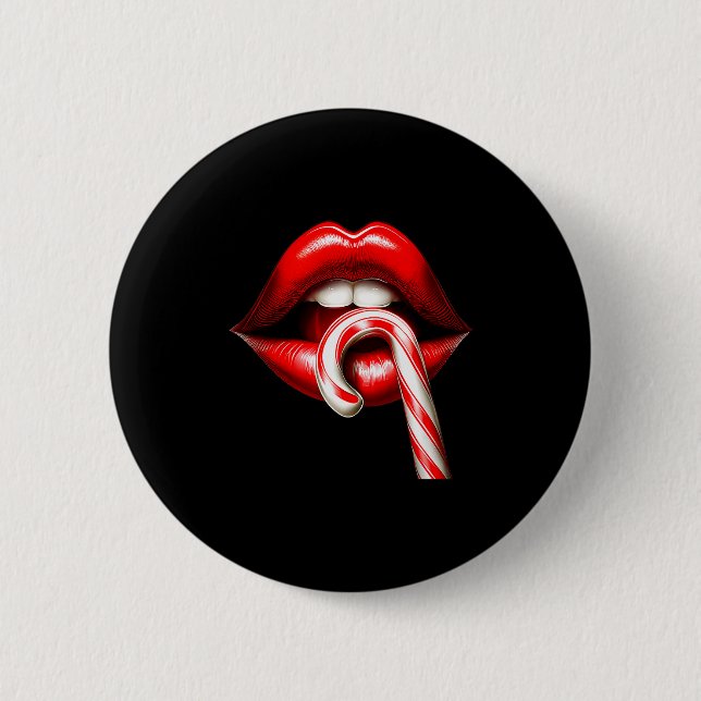 Valentine Lips Kysser Valentines Roligt Karamellpi Knapp (Framsida)
