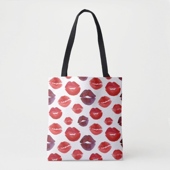 Valentine Lipstick, Watercolor Seamless Print. Tygkasse (Framsida)