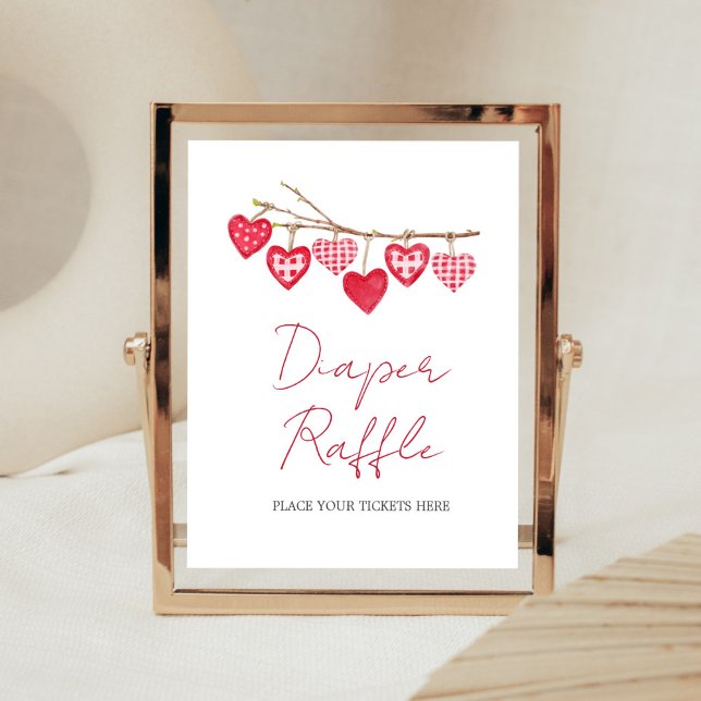 Valentine Little Baby Diaper Raffle Poster (Pink and Red Sweetheart Baby Shower Diaper Raffle Sign)