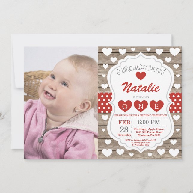 Valentine Little Baby First Birthday Inbjudningar (Framsida)