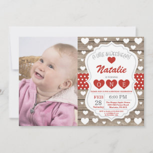 Valentine Little Baby First Birthday Inbjudningar