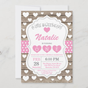 Valentine Little Baby First Birthday Inbjudningar