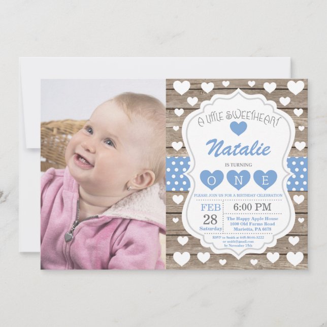 Valentine Little Baby First Birthday Inbjudningar (Framsida)