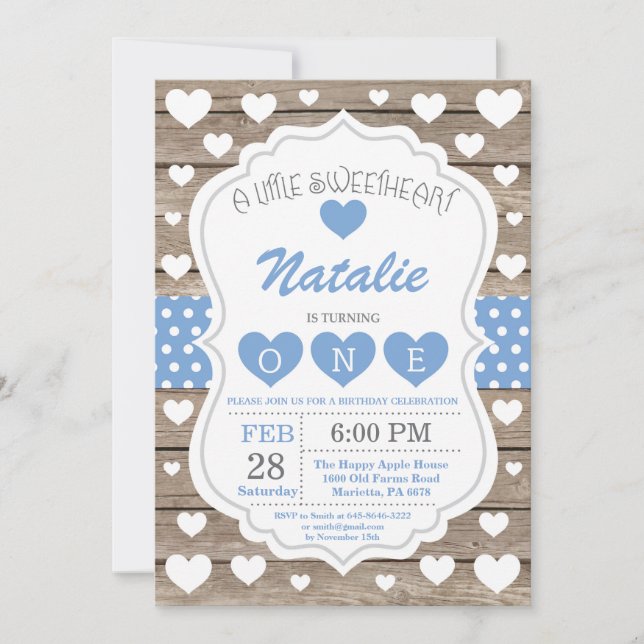 Valentine Little Baby First Birthday Inbjudningar (Framsida)
