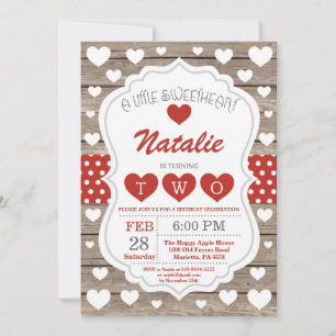 Valentine Little Baby Second Birthday Inbjudningar