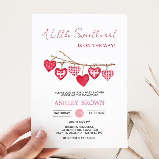 Valentine Little Baby Shower Inbjudningar (Pink and Red Sweetheart Baby Shower Invitation)
