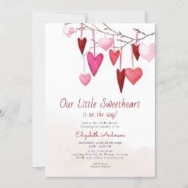 Valentine Little Rosa Girl Baby Shower Inbjudningar