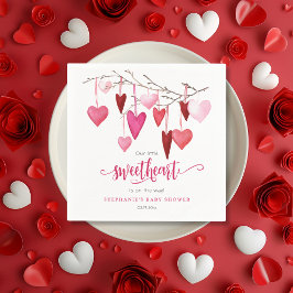 Valentine Little Rosa Heart Baby Shower Pappersservett