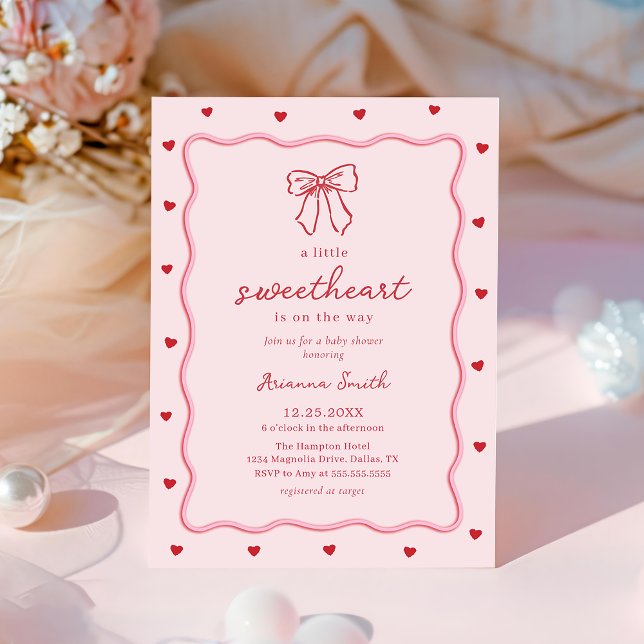 Valentine Little Sweetheart Baby Shower Invitation Inbjudningar (Skapare uppladdad)