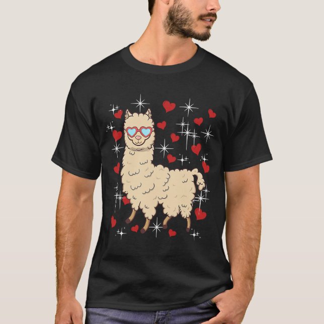Valentine Llama Llamas Alla hjärtans dag Llama T Shirt (Framsida)