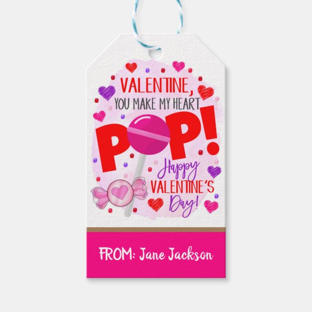 Valentine Lollipop Gift-Märkre Presentetikett (Framsidan)