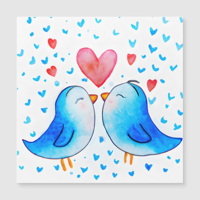 Valentine Love birds Magnetic Card (Framsida)