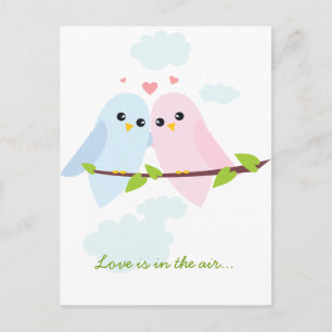 Valentine Love birds vycard Helg Vykort