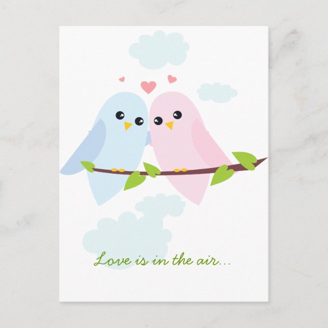 Valentine Love birds vycard Helg Vykort (Framsida)