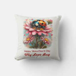 Valentine Love Bug on Blossoms Rose Kudde