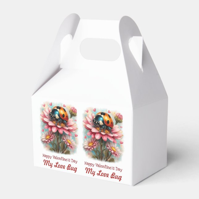 Valentine Love Bug på Blommig Ros Presentaskar (Framsidan Sidan)