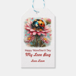Valentine Love Bug på Blommig Ros Presentetikett