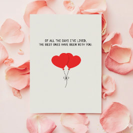 Valentine Love Card for Wife Husband Romantic Julkort