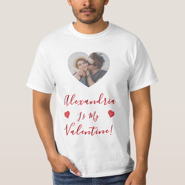 Valentine  Love Custom Photo & Name T Shirt (Framsida)