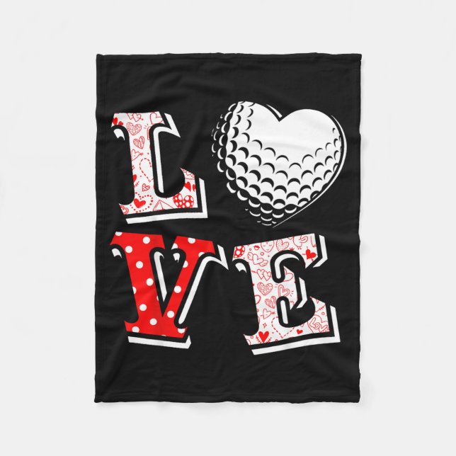 Valentine Love Golf Heart Valentine Day Women Men  Fleecefilt (Framsidan)