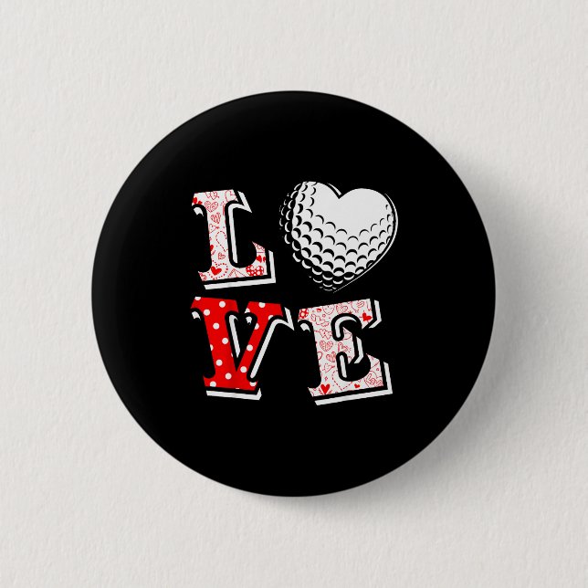 Valentine Love Golf Heart Valentine Day Women Men  Knapp (Framsida)