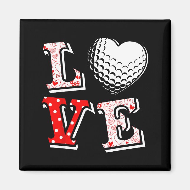 Valentine Love Golf Heart Valentine Day Women Men  Magnet (Framsidan)