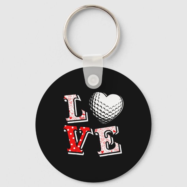 Valentine Love Golf Heart Valentine Day Women Men  Nyckelring (Framsida)