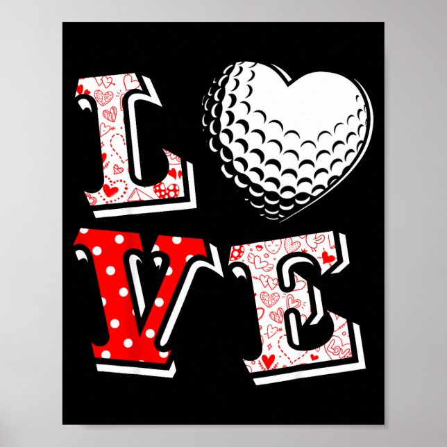 Valentine Love Golf Heart Valentine Day Women Men  Poster (Framsidan)
