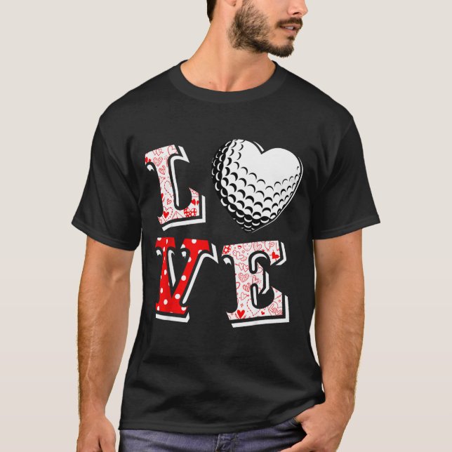 Valentine Love Golf Heart Valentine Day Women Men  T Shirt (Framsida)