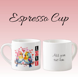Valentine lovebirds custom text red espressomugg