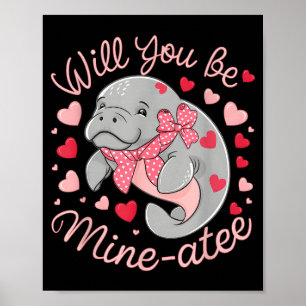 Valentine Manat Söt Djur Hjärtan Vill Du Vara M Poster