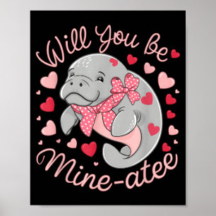 Valentine Manat Söt Djur Hjärtan Vill Du Vara M Poster